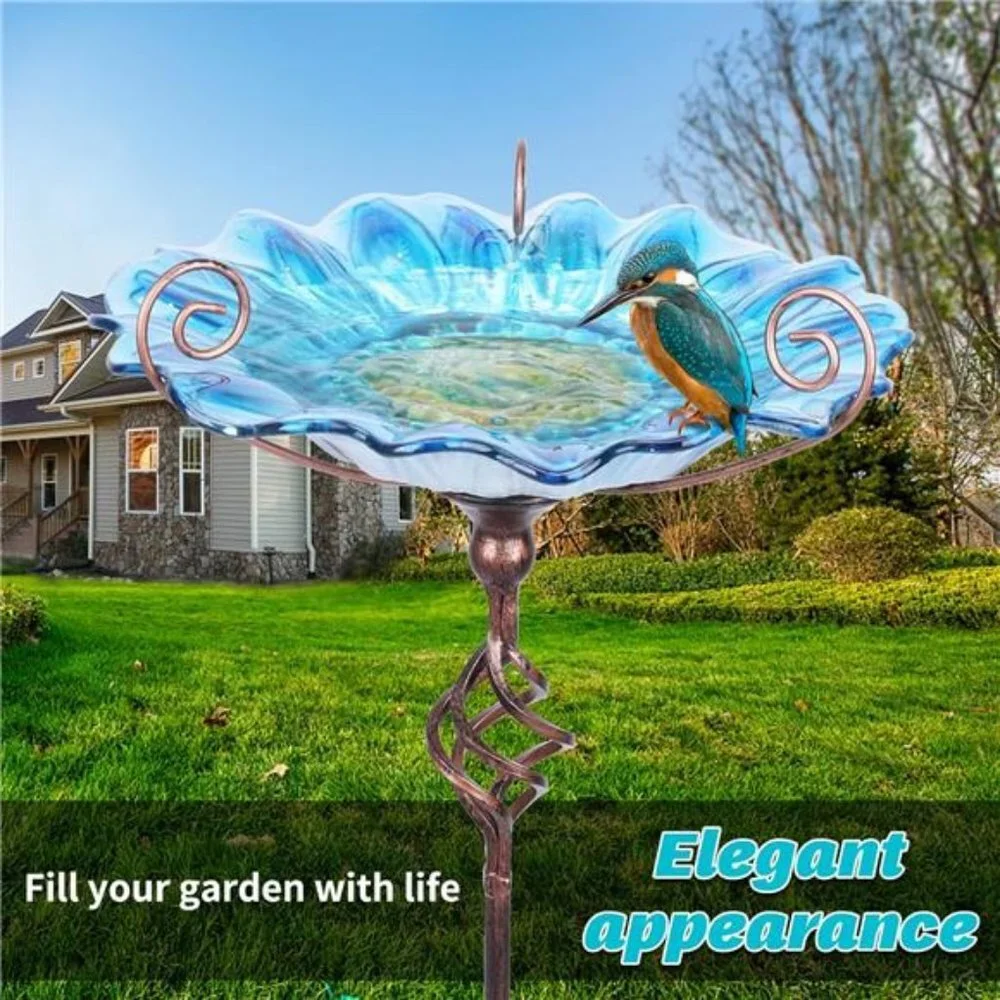 Bird Baths for Outdoors, Outdoor Bird Bath,Glass Birdbath Sunflower Bird Feeders